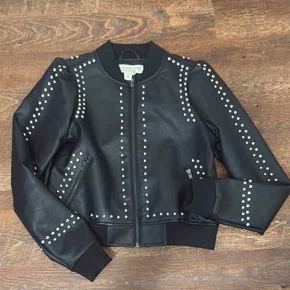 Saltwater LUXE Black Bomber Jacket with Silver Accents like new - Picture 1 of 4